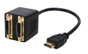 Cble Rpartiteur HDMI -> 2x DVI-D plaqu OR, cliquez pour agrandir 