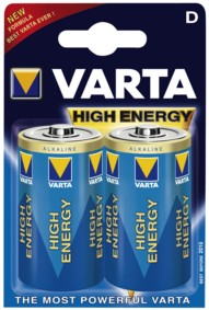 Pile Alcaline Varta High Energy - LR20 - D - 1.5V (pack de 2 piles), cliquez pour agrandir 