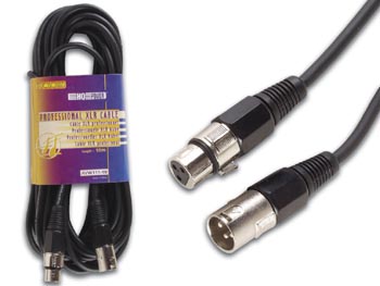 Cable Professionnel XLR, XLR Male Vers XLR Femelle (10m Noir), cliquez pour agrandir 
